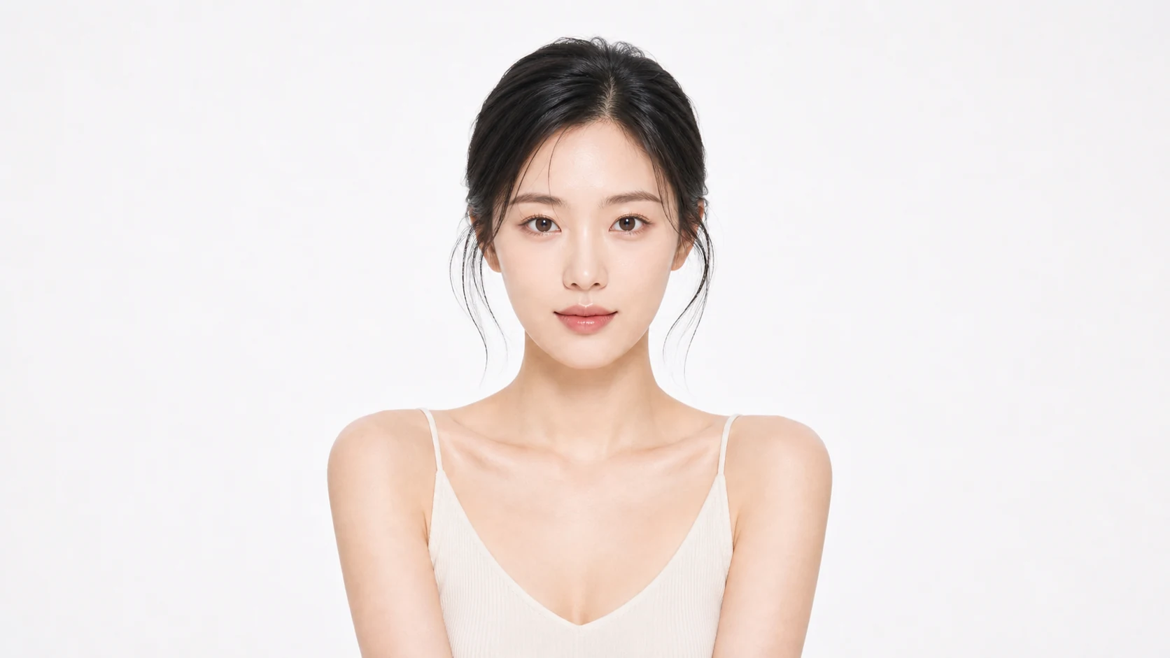 정면을 바라보는 한국 여성의 프리미엄 리프팅 이미지